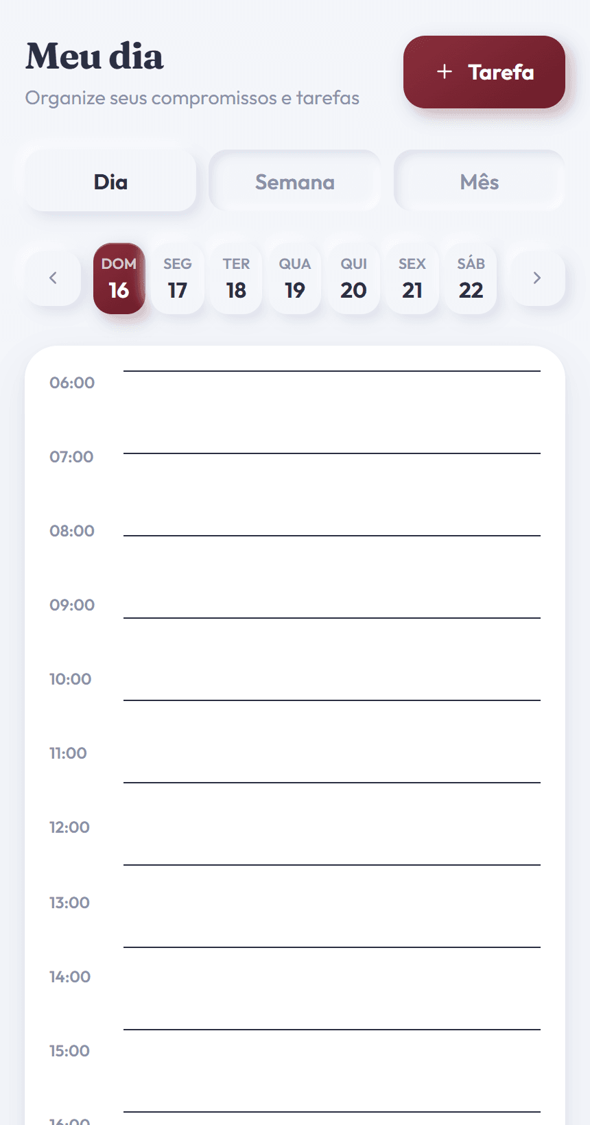 Agenda com montagem, evento e desmontagem